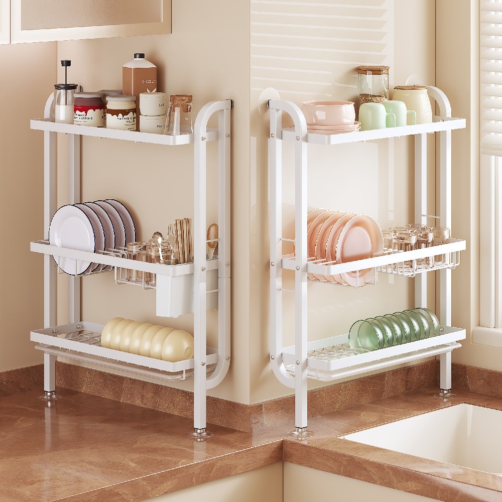 ALLILIO 부착식 식기건조대  그릇정리대 선반  그릇 싱크대 설거지 정리대 젓가락 받침대  좁은 틈설거지건조대 펀치 프리 틈새식기건조대 25,500원