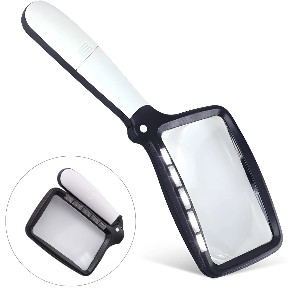 미유팝 휴대용 LED 접이식 돋보기 노인용 손잡이형 확대경 12,500원