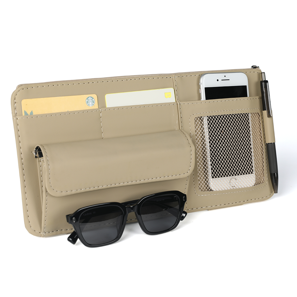 핫쏘잇 멀티수납 자동차 썬바이저 레더 포켓, 베이지, 1개 20,000원