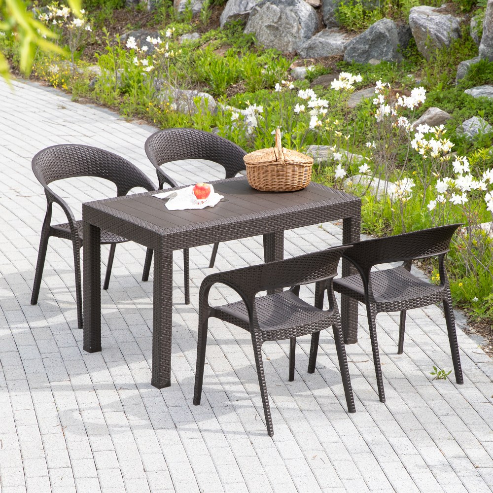 모니카 1200x700 사각 럭스 4인 야외 테이블 세트, 그레이 236,600원