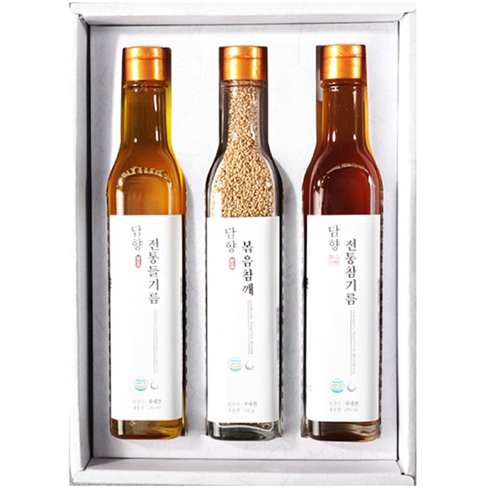 고소하고 진하게 내린 100% 국산 참기름/들기름 250ml 3종 선물세트 67,900원