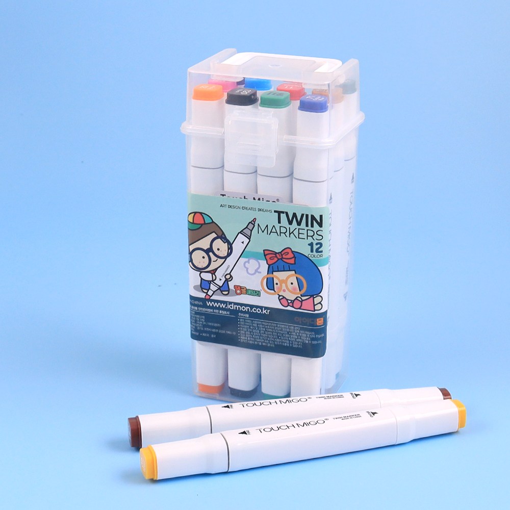 [아이디몬] KC인증 트윈 마커펜 세트 유성 마카펜 양면 듀얼 스케치 만화 그리기 드로잉 POP 3,600원