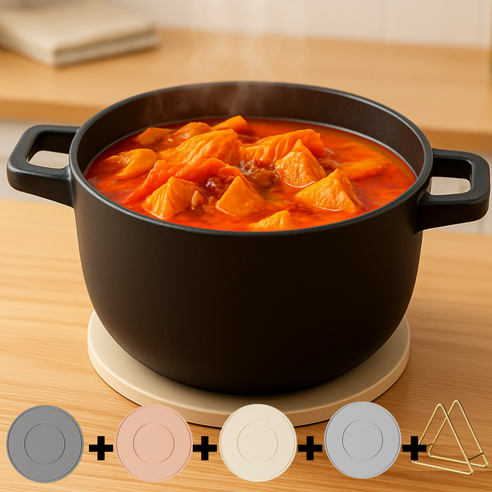 알틱 논슬립 실리콘 냄비받침 원형 거치대 세트, 1개, 블랙+그레이+베이지+핑크 10,000원