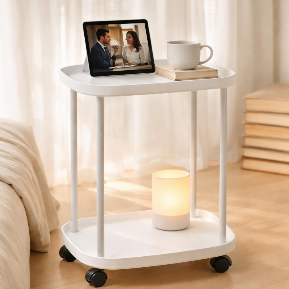 익스오더 거실 침실 다용도 이동식 사이드 테이블, 화이트 17,300원