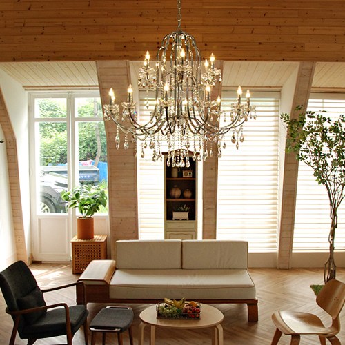 프라임 2단 18등 펜던트 (크롬) 샹들리에 크리스탈 호텔 거실 인테리어조명 2,050,000원