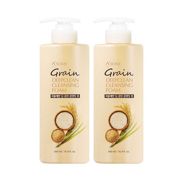 기초보습 [에이썸] 곡물세안 딥 클렌징 폼 500ml 펌핑형 2개 / 온가족 사용 대용량 거품 세안 40,700원