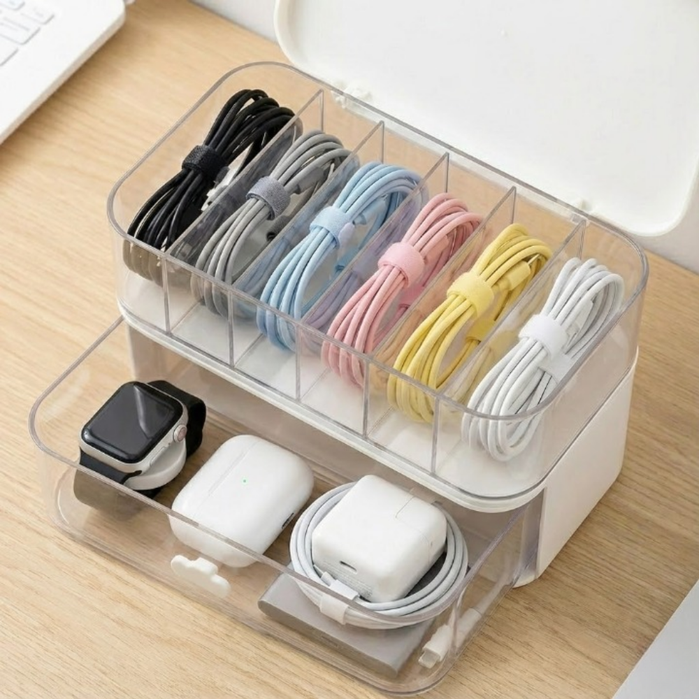 아이노르 먼지 차단 칸막이 케이블 정리함, 화이트, 1개 15,200원