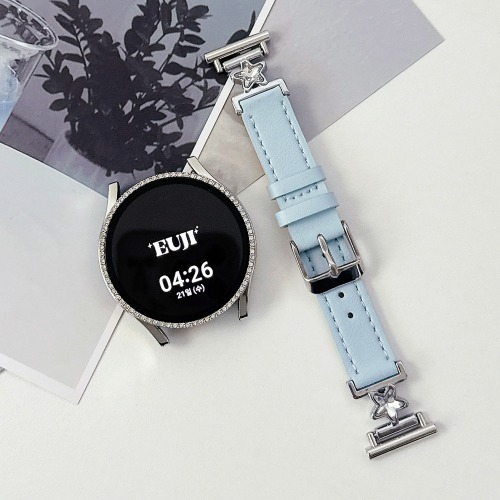 갤럭시워치4 5 6 7 8 별 스타 가죽 스트랩 여성용 20mm 발레코어 스타일 줄질 별커넥터, 핑크 26,900원