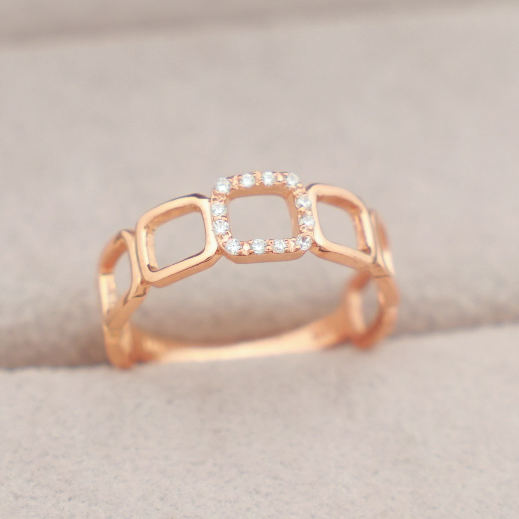 14k 18k 로즈골드 사각 반지 모녀 우정 행운 패션 심플 데일리 선물 레이어드(R296)체리스쥬얼리 408,530원