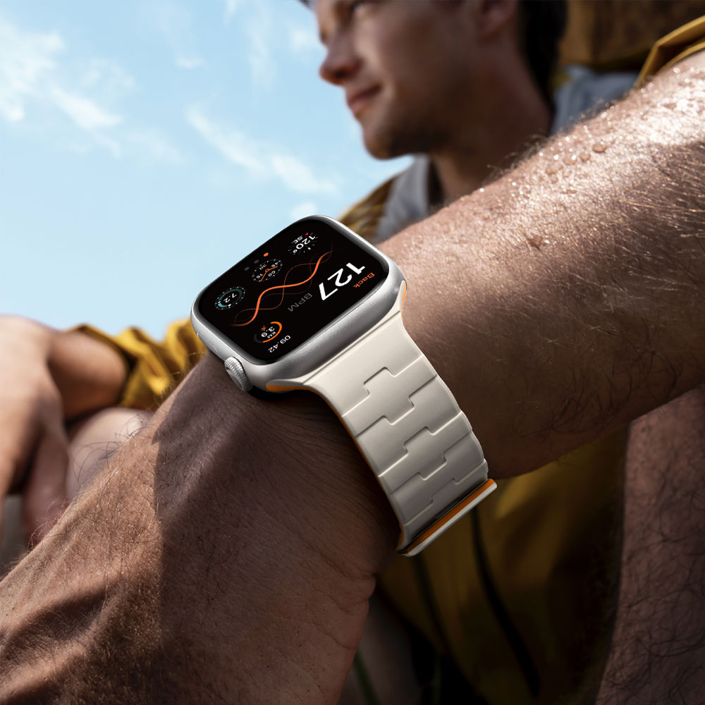 밴들레틱 애플워치 마그네틱 스포츠 스트랩 밴드, 베이지&오렌지 29,000원