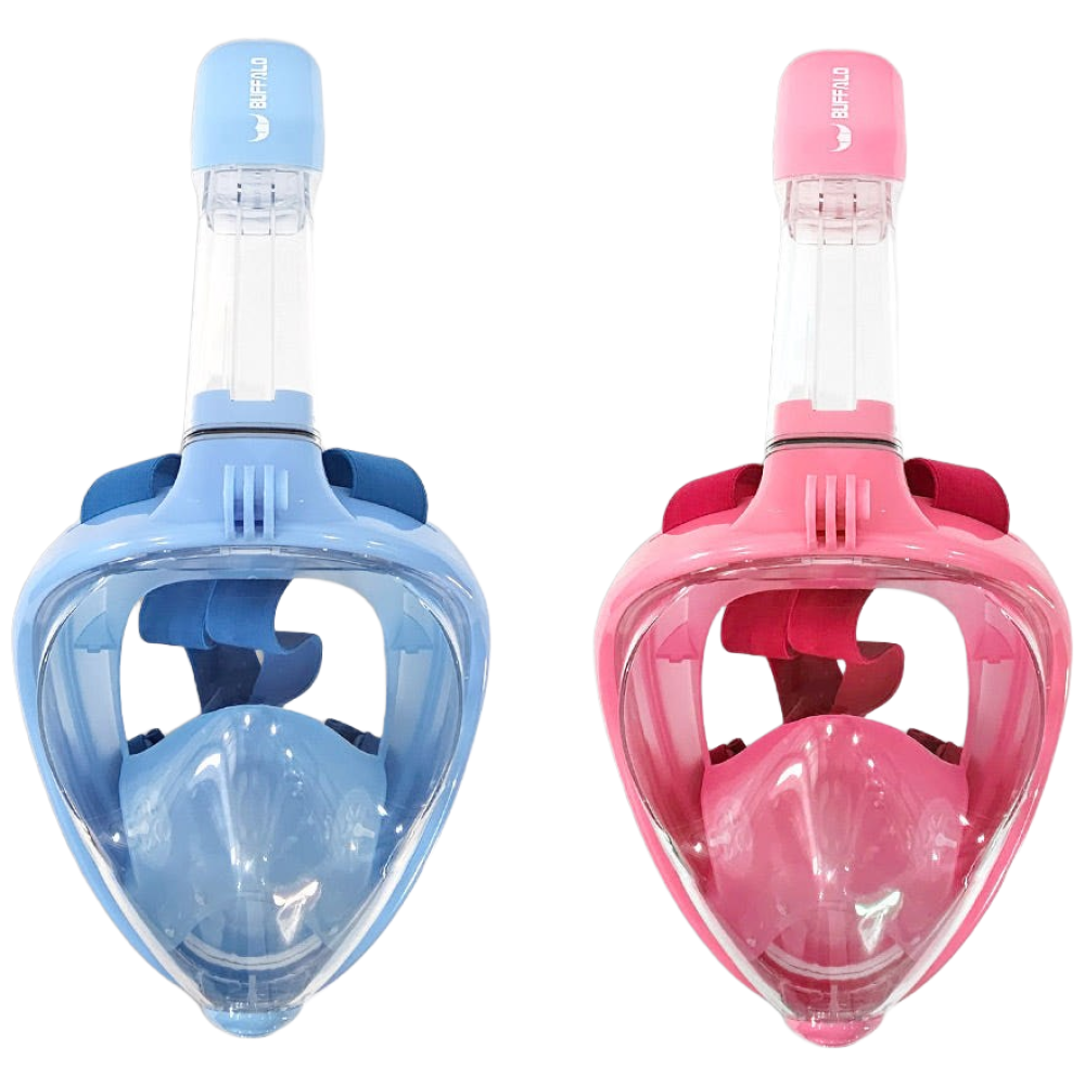버팔로 해수욕장 워터파크 수영장 풀페이스 스노쿨링 마스크 1+1, 핑크_S-M(여성용) 17,700원