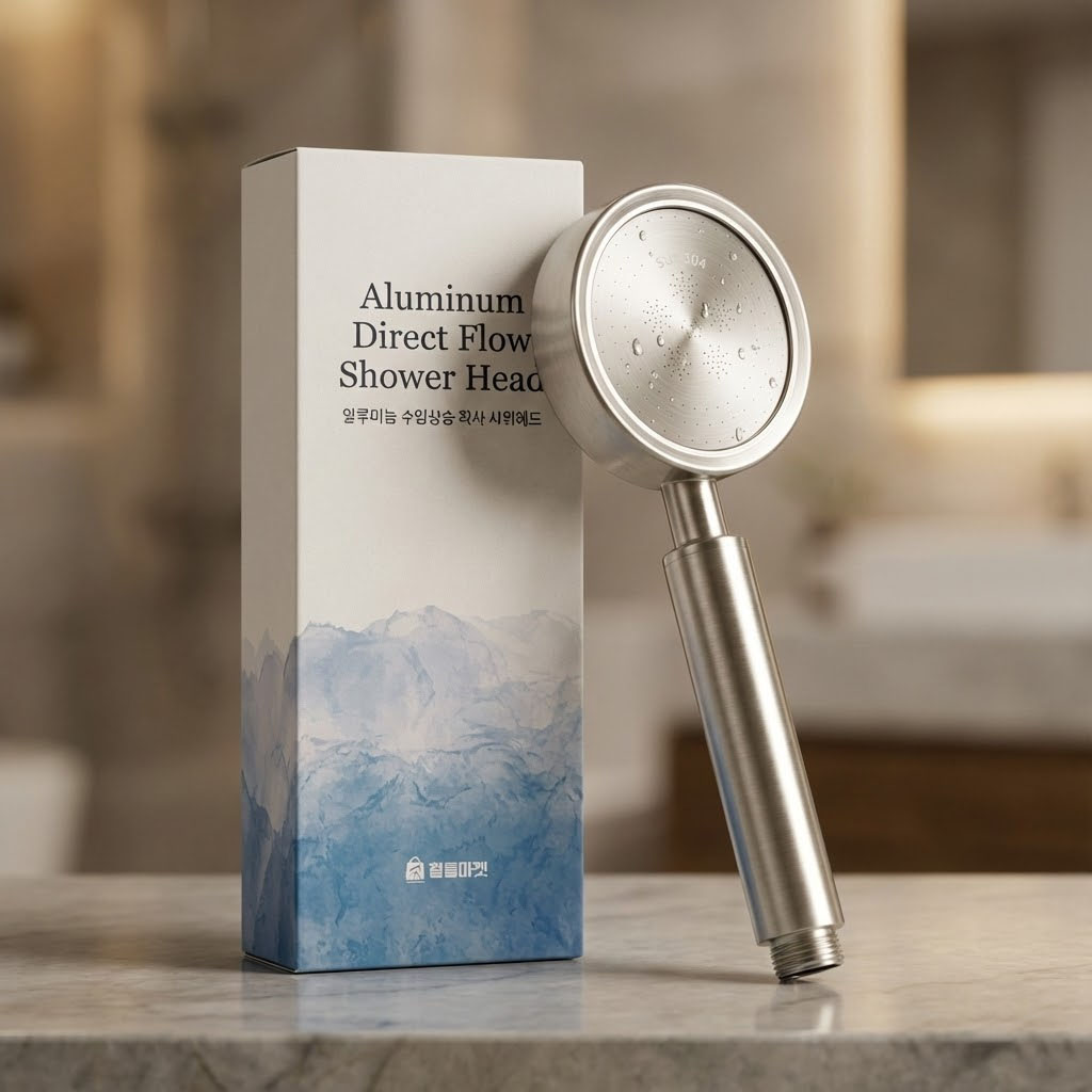 철물마켓 알루미늄 수압상승 직사 샤워기헤드 고압 절수 샤워헤드, 실버, 1개, 현재가 8,900원