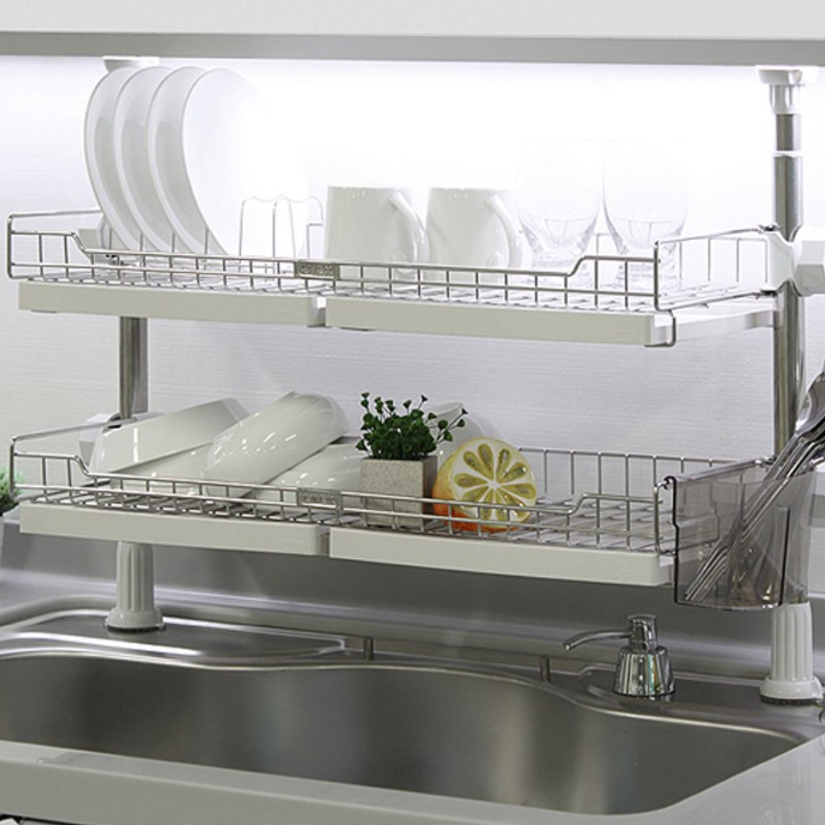 에넥스 식기건조대 600 사이즈 상부장 기둥식 식기건조대 화이트 블랙, 1개 54,000원