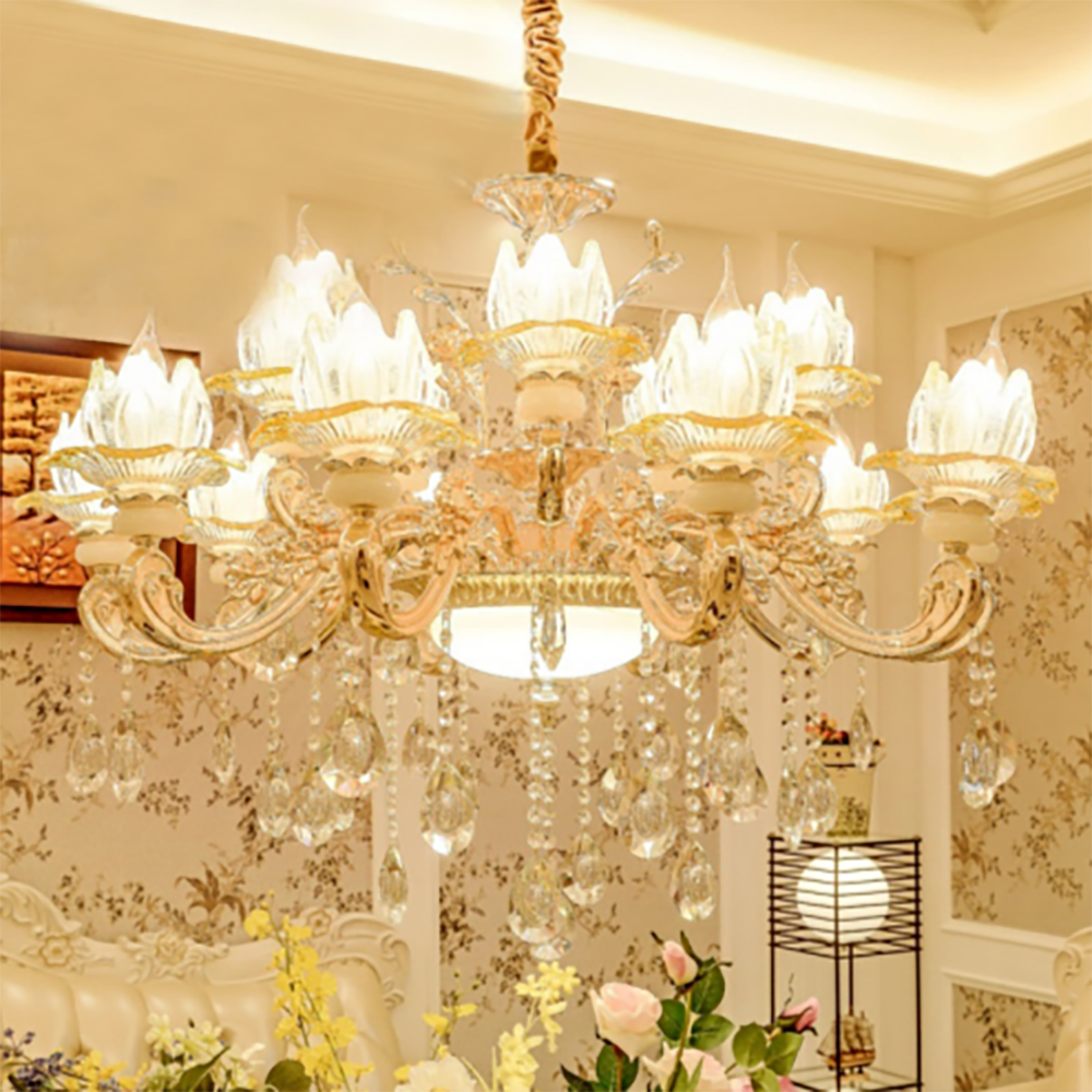 로멘틱 플라워 샹들리에 더블 헤드 거실 인테리어 예쁜 등 크리스탈 펜던트 카페 조명 705,040원