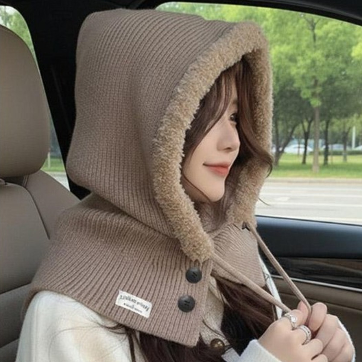 오버핏 여성 후드 넥워머 겨울 바라클라바 빅사이즈 니트 후드워머 12,600원