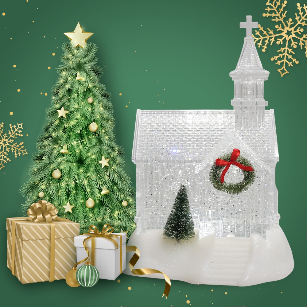 LED 오르골 크리스마스 무드등 스노우볼 워터볼 랜턴 선물 집들이선물 엔틱오르골 장식 조명 수면등 - 크리스탈교회 68,000원