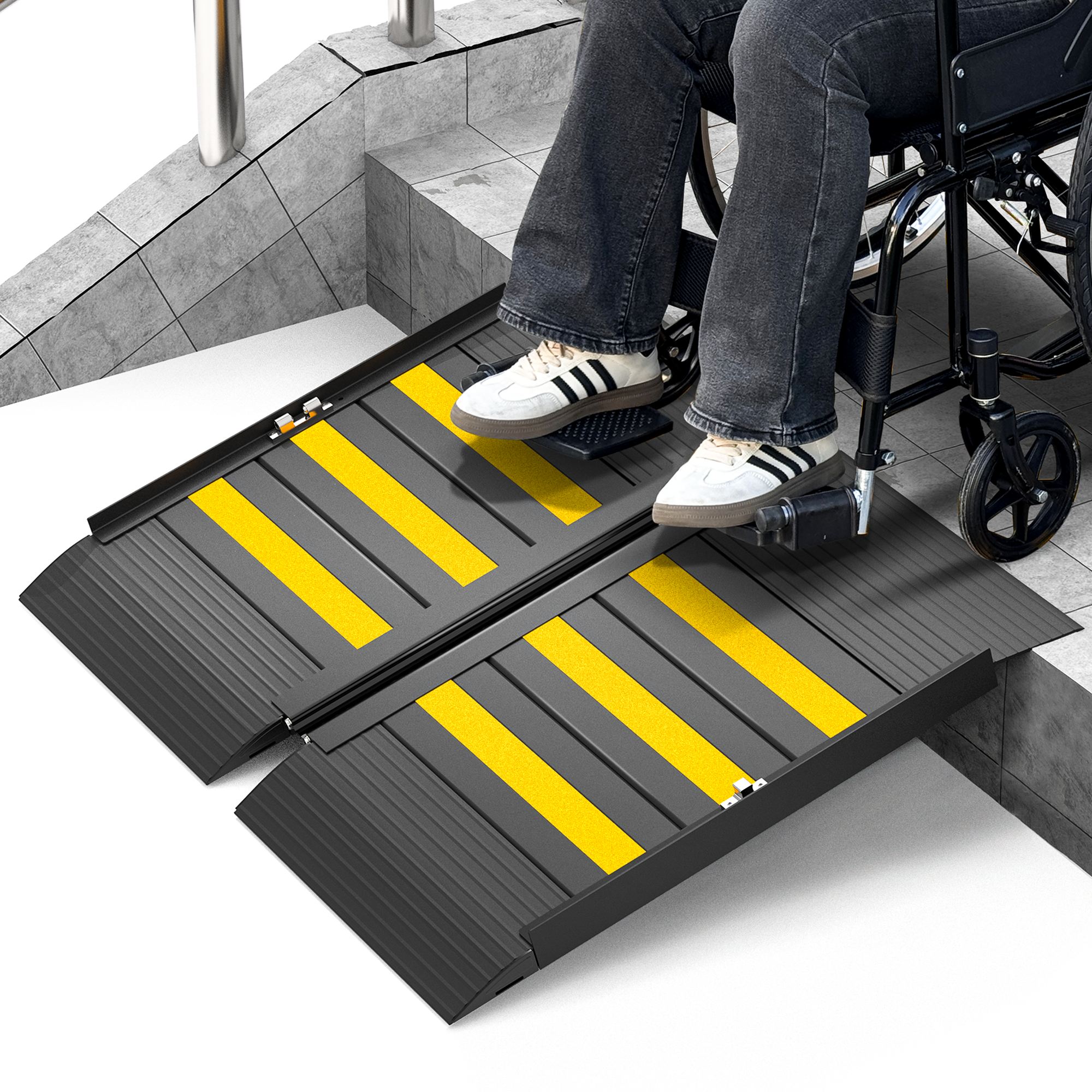 Nuvium 알루미늄 접이식 경사로 미끄럼방지 문턱 경사대 이동식 경사로발판, BLACK, 1개 155,880원