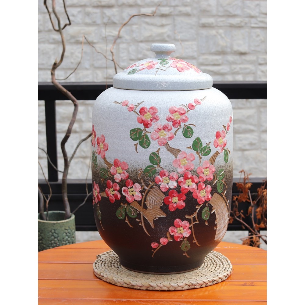 바가지 증정 쌀통 도자기 쌀독 항아리 투톤 핸드메이드 페인팅 10kg 20kg 쌀항아리 55,000원