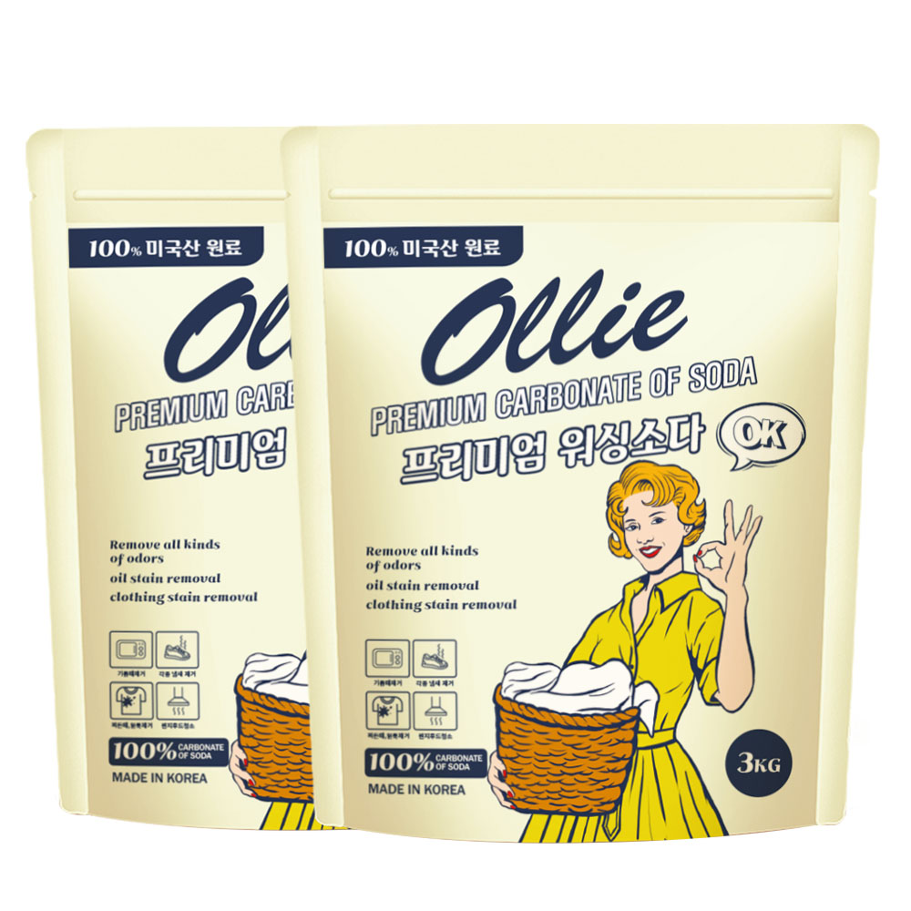올리 미국원료100% 프리미엄 워싱소다 탄산소다 다용도 세정 세탁보조 세탁조청소, 2개, 3kg 12,670원