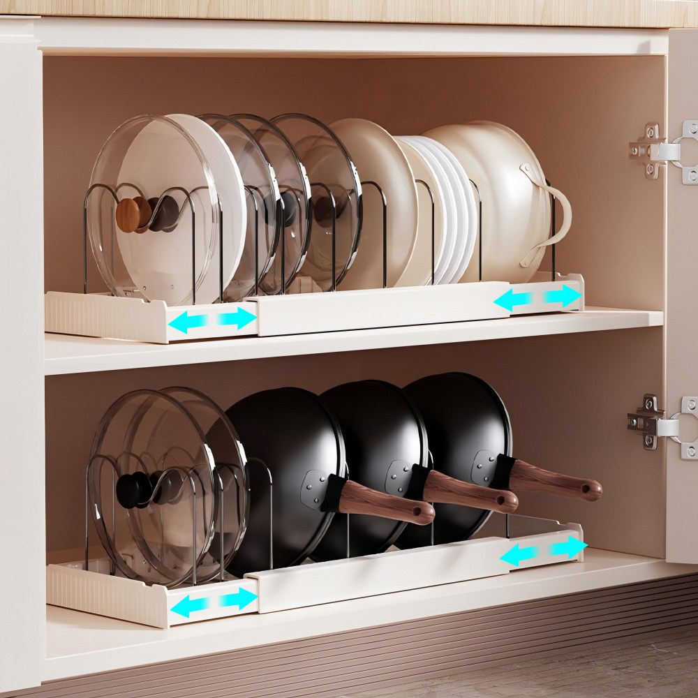 Shipshape 주방 확장형 길이조절 냄비뚜껑 정리대 접시 후라이팬 수납 선반 10,990원