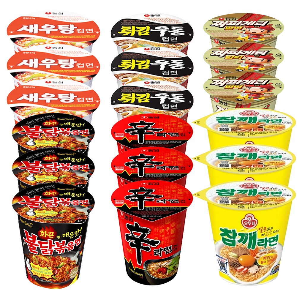 [더블비] 맛있는 소컵라면 총18개 (불닭3+짜파3+신라면3+튀김3+새우탕3+참깨3), 2세트 42,700원