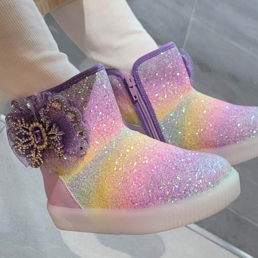 FROMBEBE 여아용 로아 무지개 눈꽃 LED 털 부츠 47,530원