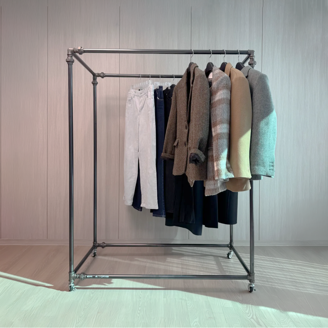 스튜디오 옷가게 매장용 드레스룸 철제 이동식 파이프행거 2단 실버 306,900원