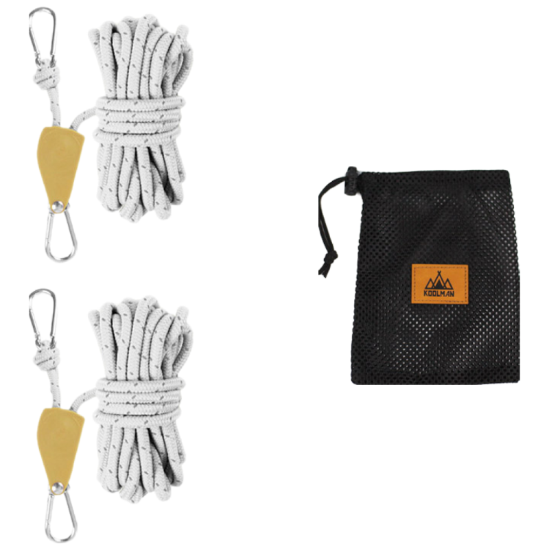 KOOLMAN(쿨맨) 다용도 이지스토퍼 로프라쳇 타프 스트링 6mm_5M 2개 + 메쉬파우치 세트 9,800원