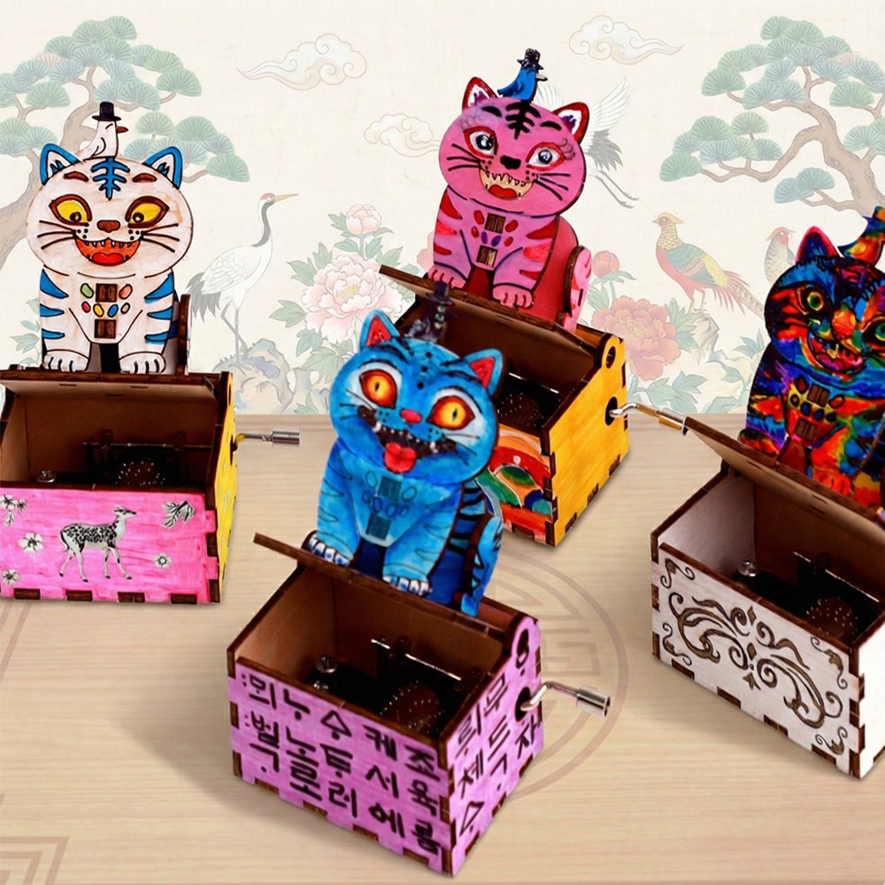 민화 호랑이 오르골 만들기 키트 전통문화 체험 diy 수동 오르골, 1개, (A)For Elase 5,800원