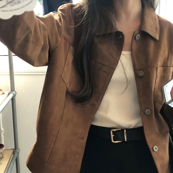 에스라이프 여성 스웨이드 점퍼 카라 자켓 2color 59,000원