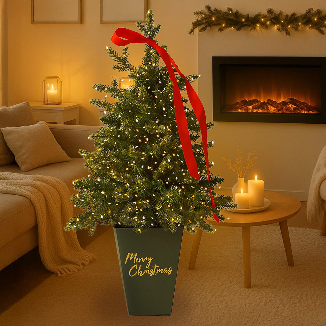 뷰티풀데코센스 PE 스탠다드 트리 + USB타입 LED 웜톤 그린와이어 전구 200구 세트 59,900원