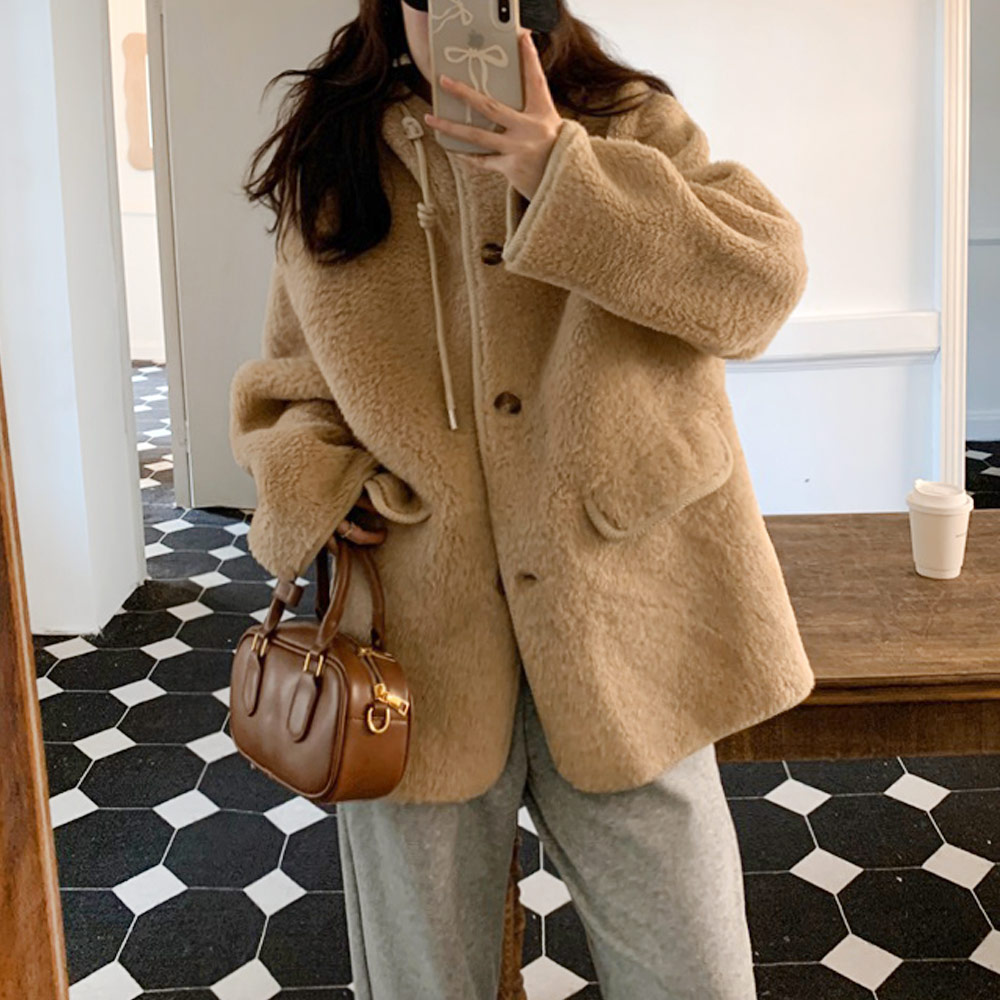 대박난박양 플리스 후드 하프코트(세일) 59,800원