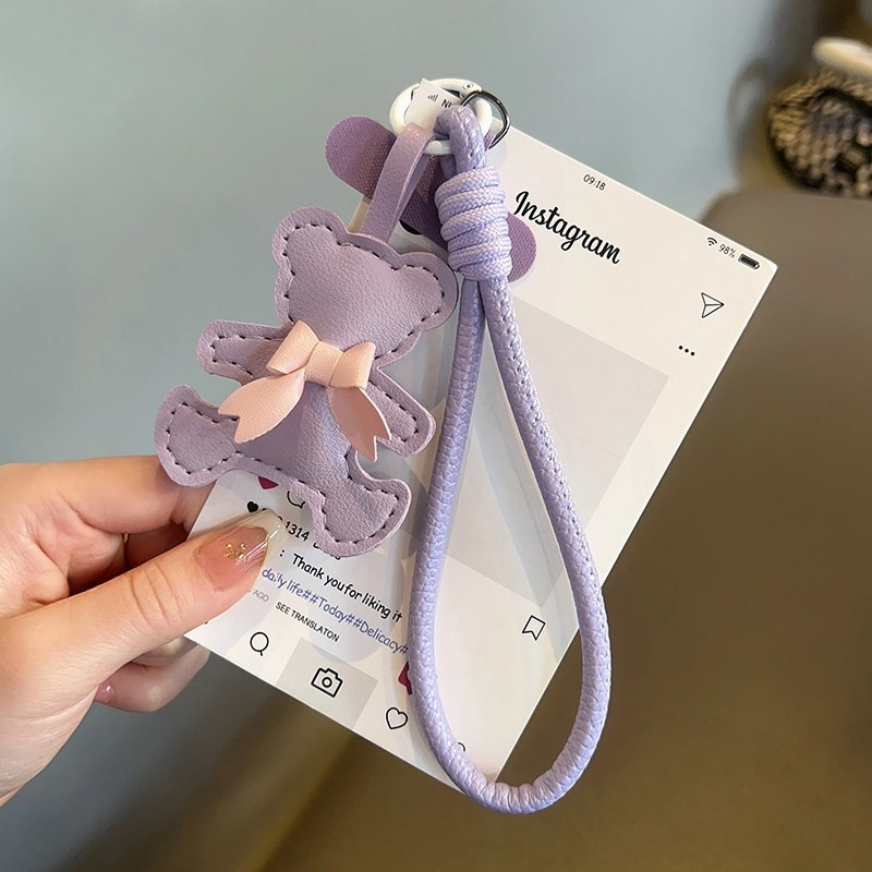 Mutural 유럽여행 필수템 휴대폰 손목 스트랩 분실 방지 손목줄 베어 디자인, 1개, 퍼플 23,000원