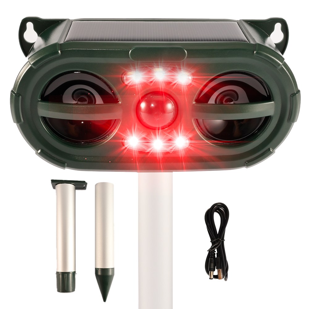 신품 두눈 강력 초음파 태양열 충전 야생동물 퇴치기 LED 경보음 kc인증 멧돼지 고라니 두더지 29,800원