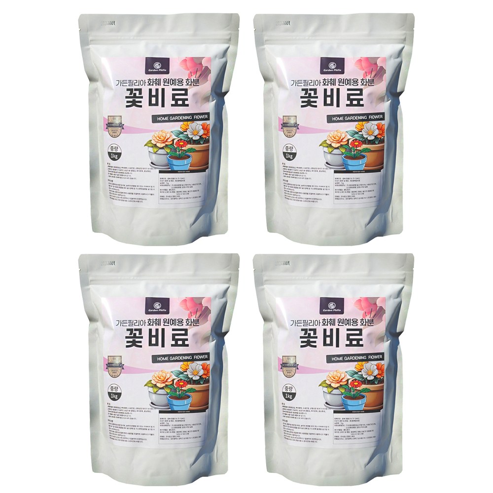 친환경마켓 꽃비료 원예 화훼 전용 꽃 알갱이 식물영양제 복합비료, 4개, 1kg 25,970원