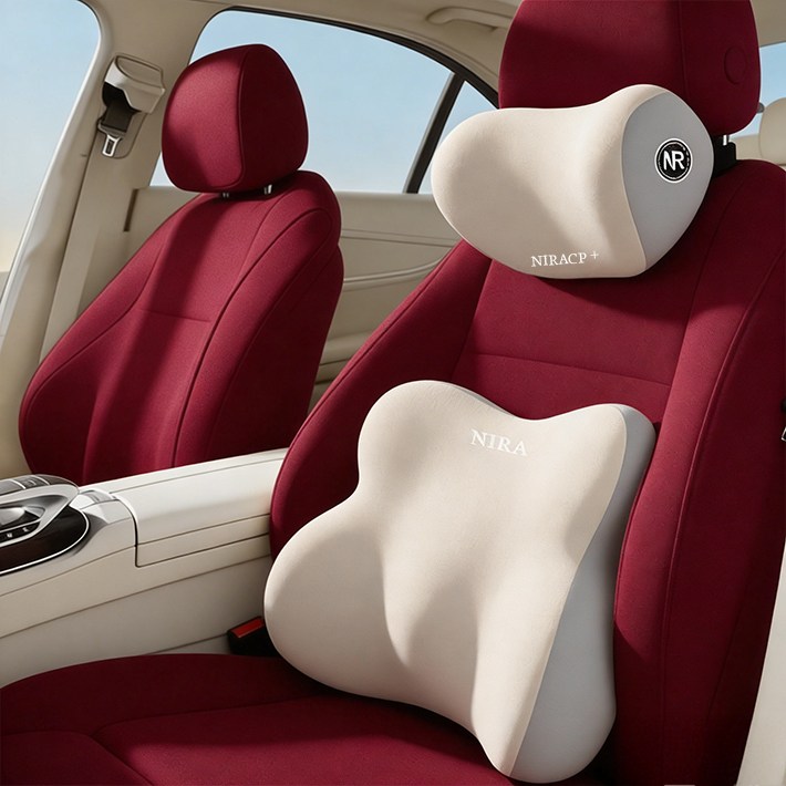 컬러 블록 부드러운 메모리폼 자동차 허리 & 목 받침 세트 14,800원