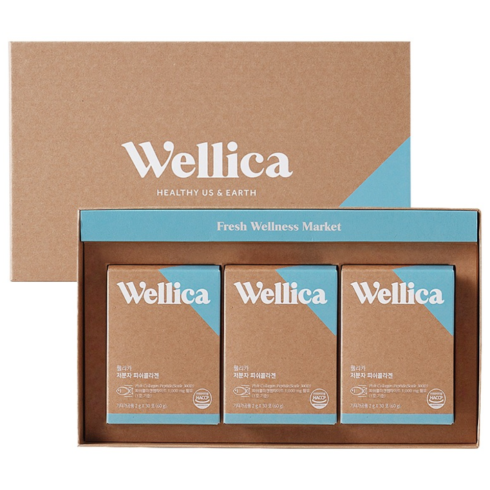 wellica 웰리카 저분자 피쉬콜라겐 선물세트 펩타이드 300달톤 이너뷰티, 1개, 180g 72,600원