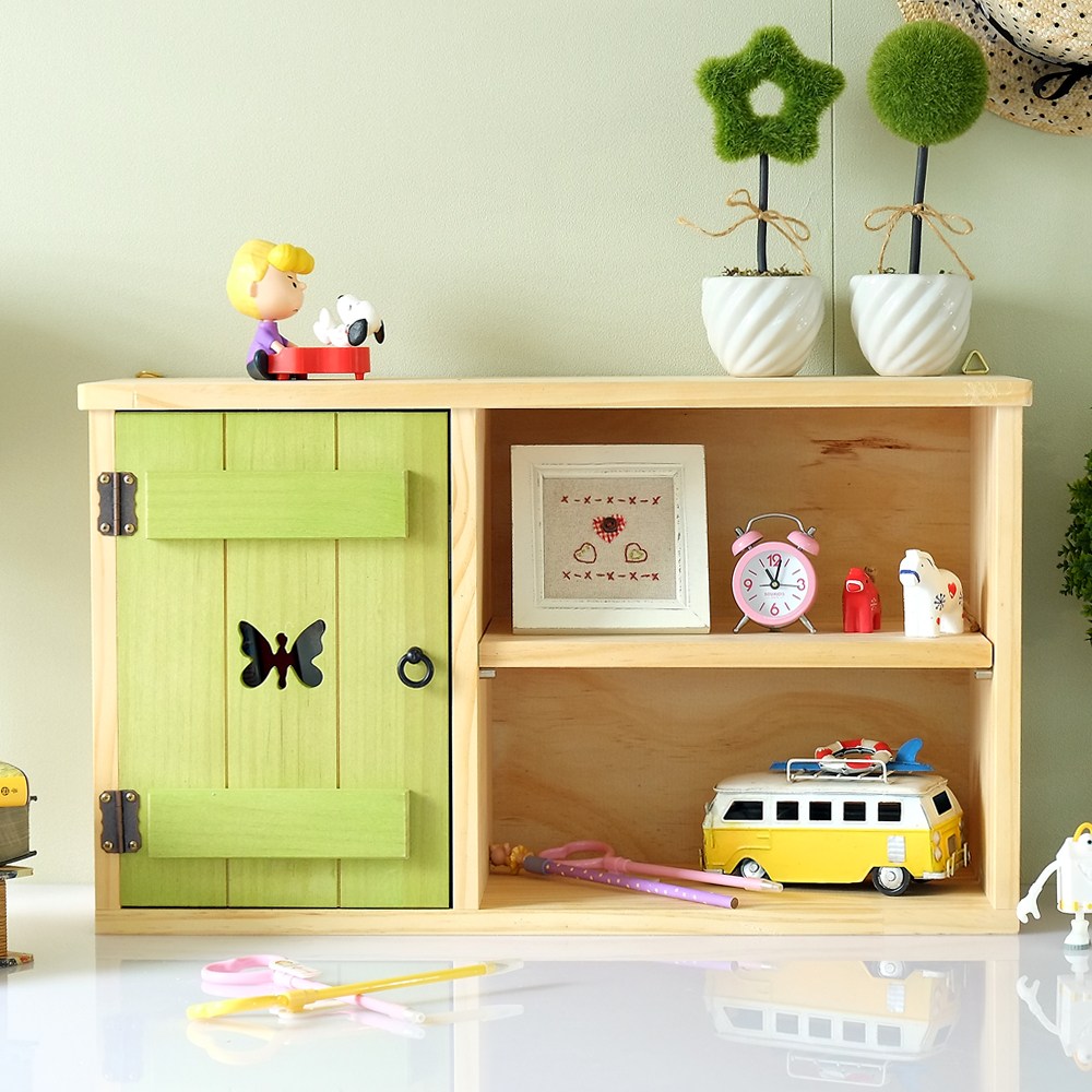 나무다움 나비 단문 선반장 다용도수납장, 그린, 현재가 58,000원