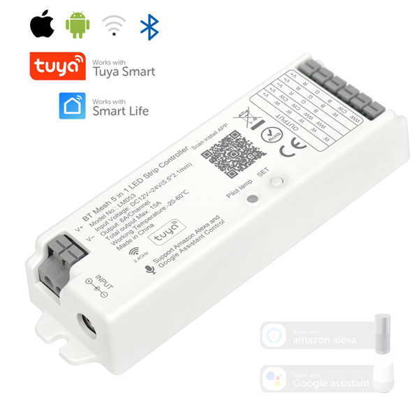 Wifi Alexa Voice 5 in 1 Google 지원 컨트롤러 5CH RGB RGBW CCT 조광기 Bluetooth LED 라이트 스트립 IOS Android 12V 24 30,940원