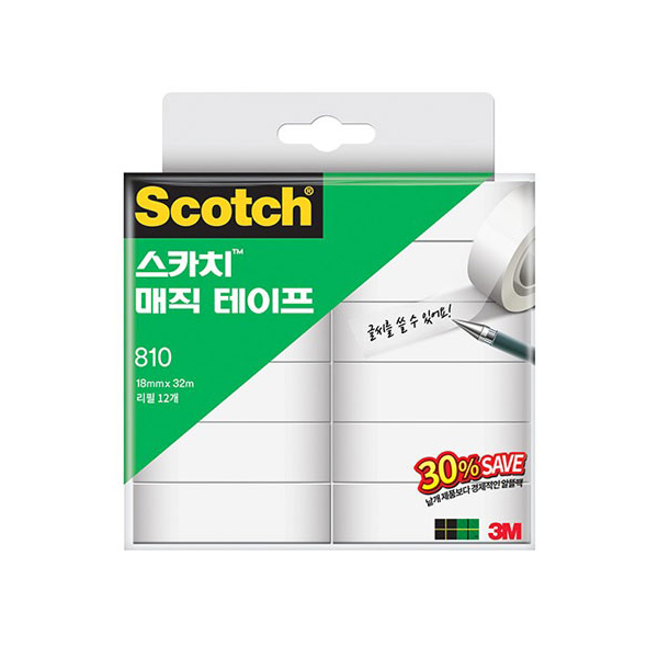 3M 매직 테이프 리필 세이빙팩 810R-12 18mm x 32M 12롤 문구 사무용품 30,500원