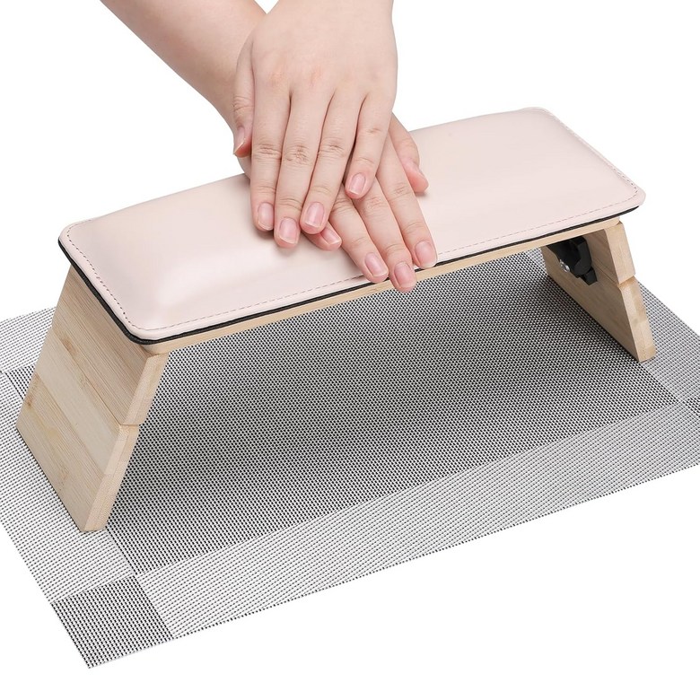 세그뷰티 조절 가능한 네일 핸드레스트 네일용 3단 접이식 나무 PU 가죽 팔걸이 PVC 테이블 매트 전문 아트 액세서리 도구를 갖춘 휴대용 매니큐어 핸드 스탠드 58,930원