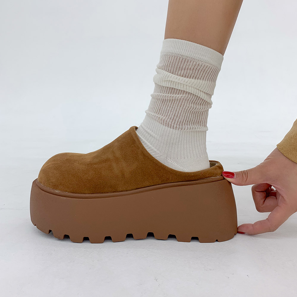 [오늘출발] 포블 클로그 라운드 플랫폼 기모안감 키높이 통굽 털슬리퍼 7cm 19,800원