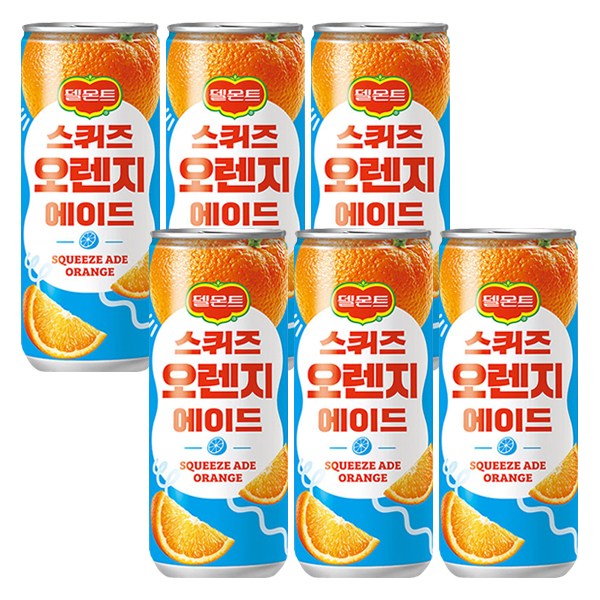 롯데칠성 델몬트 스퀴즈 오렌지 에이드, 240ml, 6개 5,500원