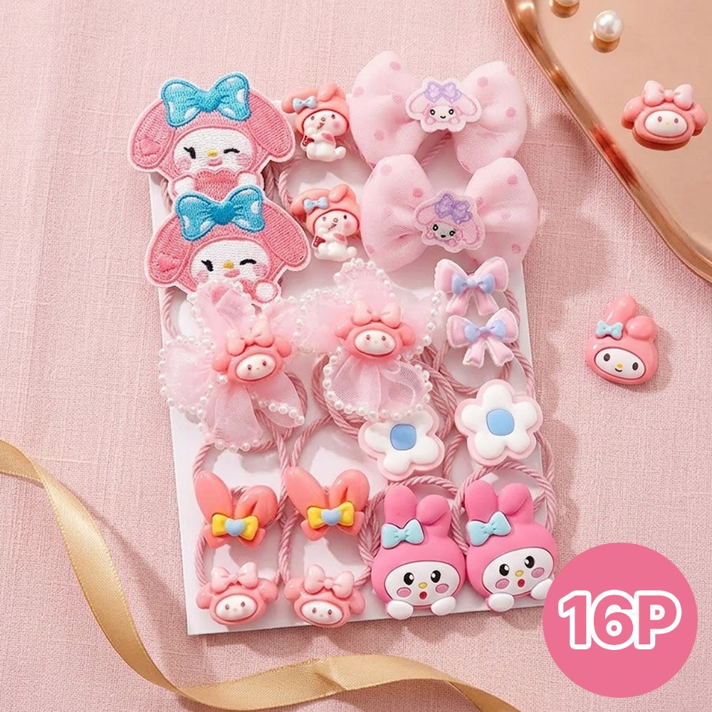 토이토이 마이멜로디 산리오 헤어밴드 머리끈 고무줄 세트 16p 8,900원