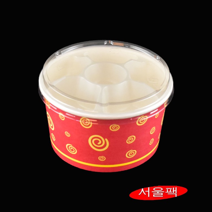 1200종이용기 비빔밥용기 레드 비빔밥포장 6찬기 PET뚜껑 배달비빔밥용기세트 일회용비빔밥용기 비빔밥도시락용기 100세트 50,500원