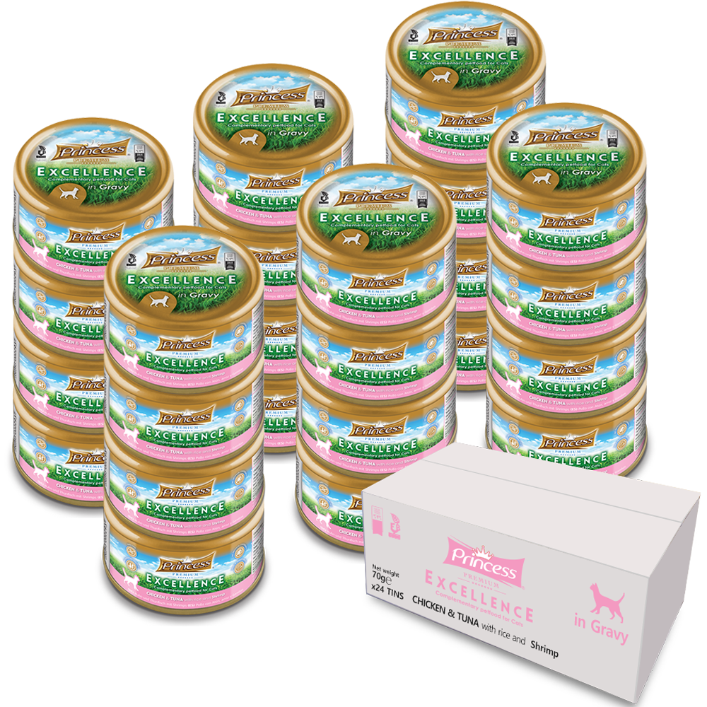 Princess 고양이 프리미엄 엑설런스 습식사료, 닭+새우+참치, 70g, 24개 40,700원