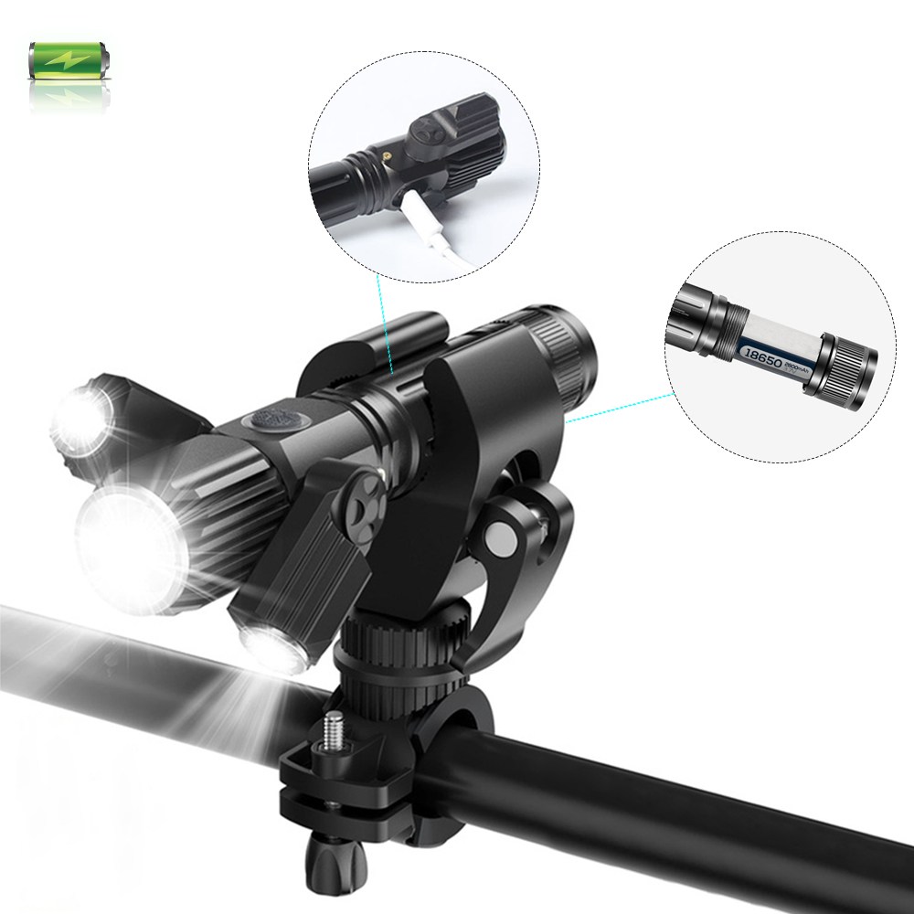 슈퍼인 LED 충전식 자전거전조등 360도회전 밝기 조절, 1세트, 블랙 26,090원