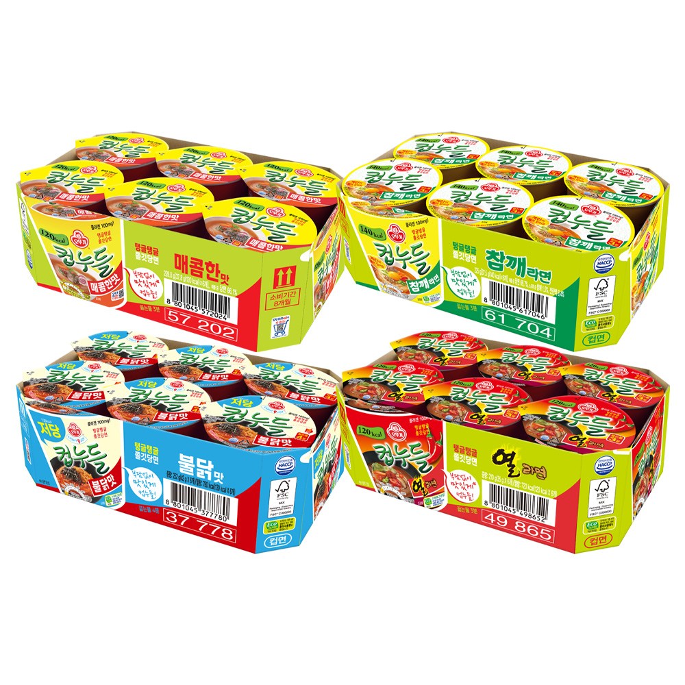 오뚜기 컵누들 4종 6개씩(매콤한맛+참깨라면+열라면+불닭맛), 24개 31,500원