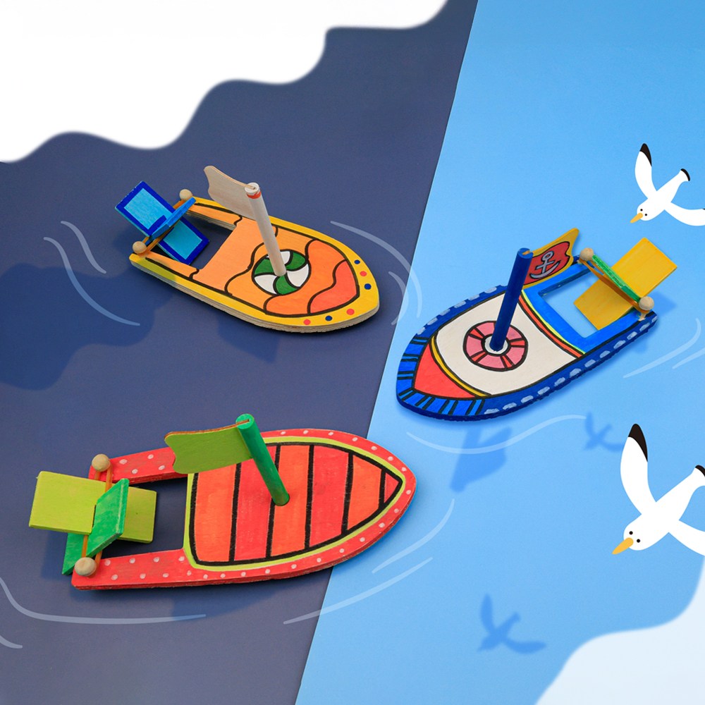 오늘놀이 고무 동력 나무배 만들기 키트 우드 보트 DIY 조립 장난감 과학 원리 실험 KC인증, 1개 1,700원