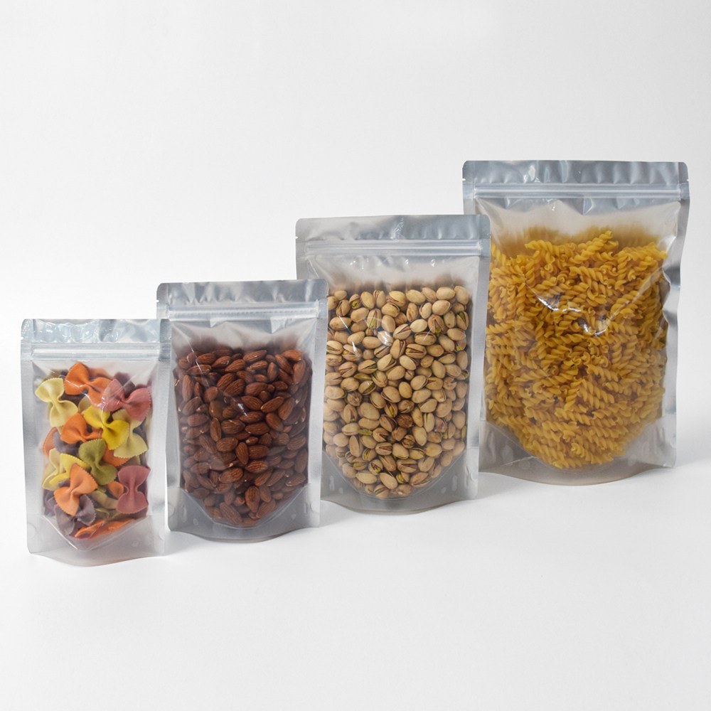 홍진포장 전면투명 후면 알루미늄 지퍼스탠드, 스탠딩지퍼백 100장 사이즈 4종 16,500원